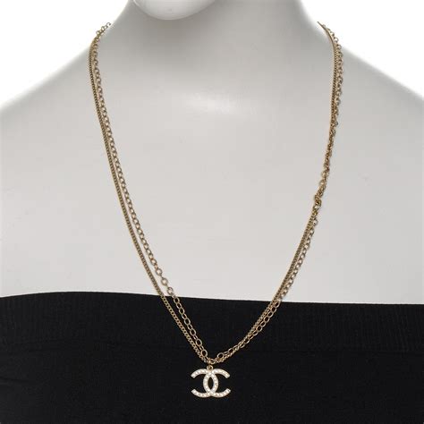 chanel gold pink necklace z2641|Chanel ring necklace.